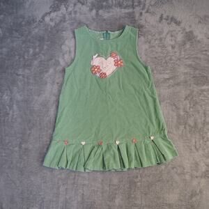 Vintage Bonnie Jean Corduroy Dress Toddler Girl Jumper 4T Heart‎ Embroidery Y2K